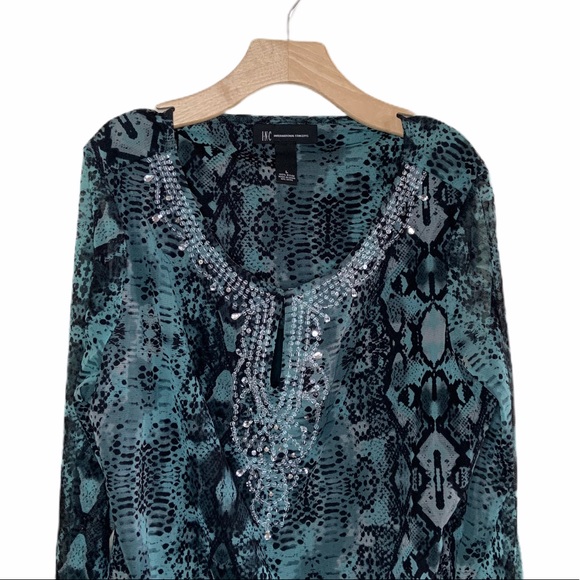 (SOLD) INC. Jeweled Snake Skin Tunic Top - Picture 3 of 9